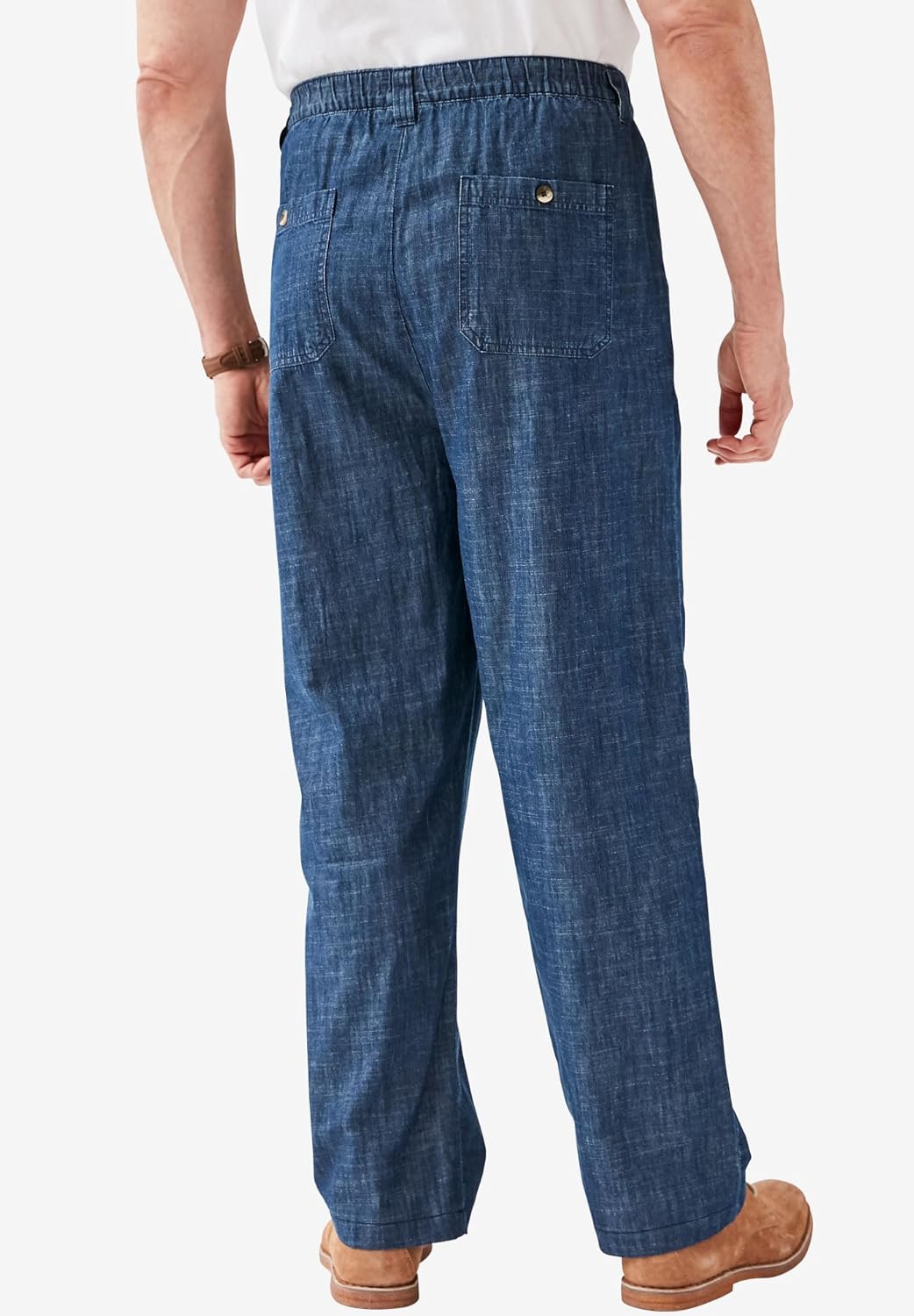 KingSize Mens Big ampamp Tall Knockarounds FullElastic Waist Pants in Twill Or DenimSlate Blue