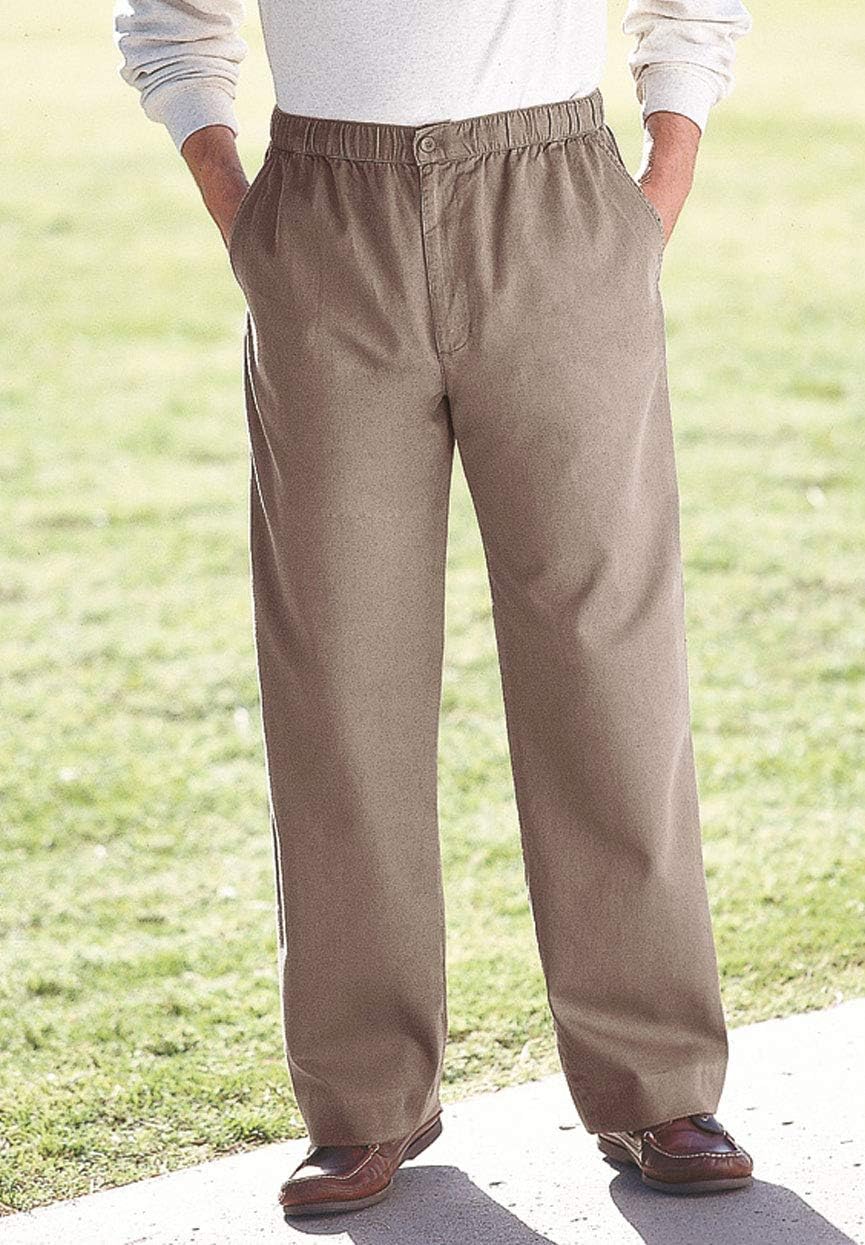 KingSize Mens Big ampamp Tall Knockarounds FullElastic Waist Pants in Twill Or DenimStonewash