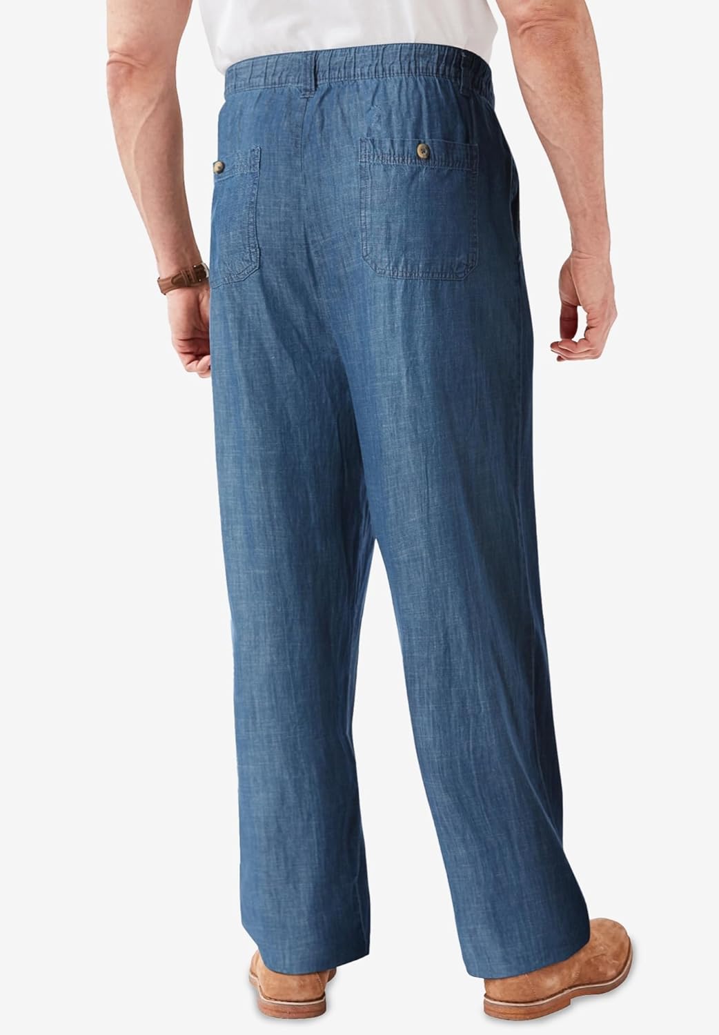 KingSize Mens Big ampamp Tall Knockarounds FullElastic Waist Pants in Twill Or DenimStonewash
