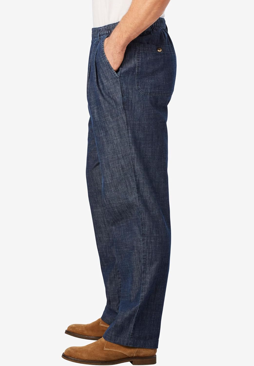 KingSize Mens Big ampamp Tall Knockarounds FullElastic Waist Pleated PantsCarbon