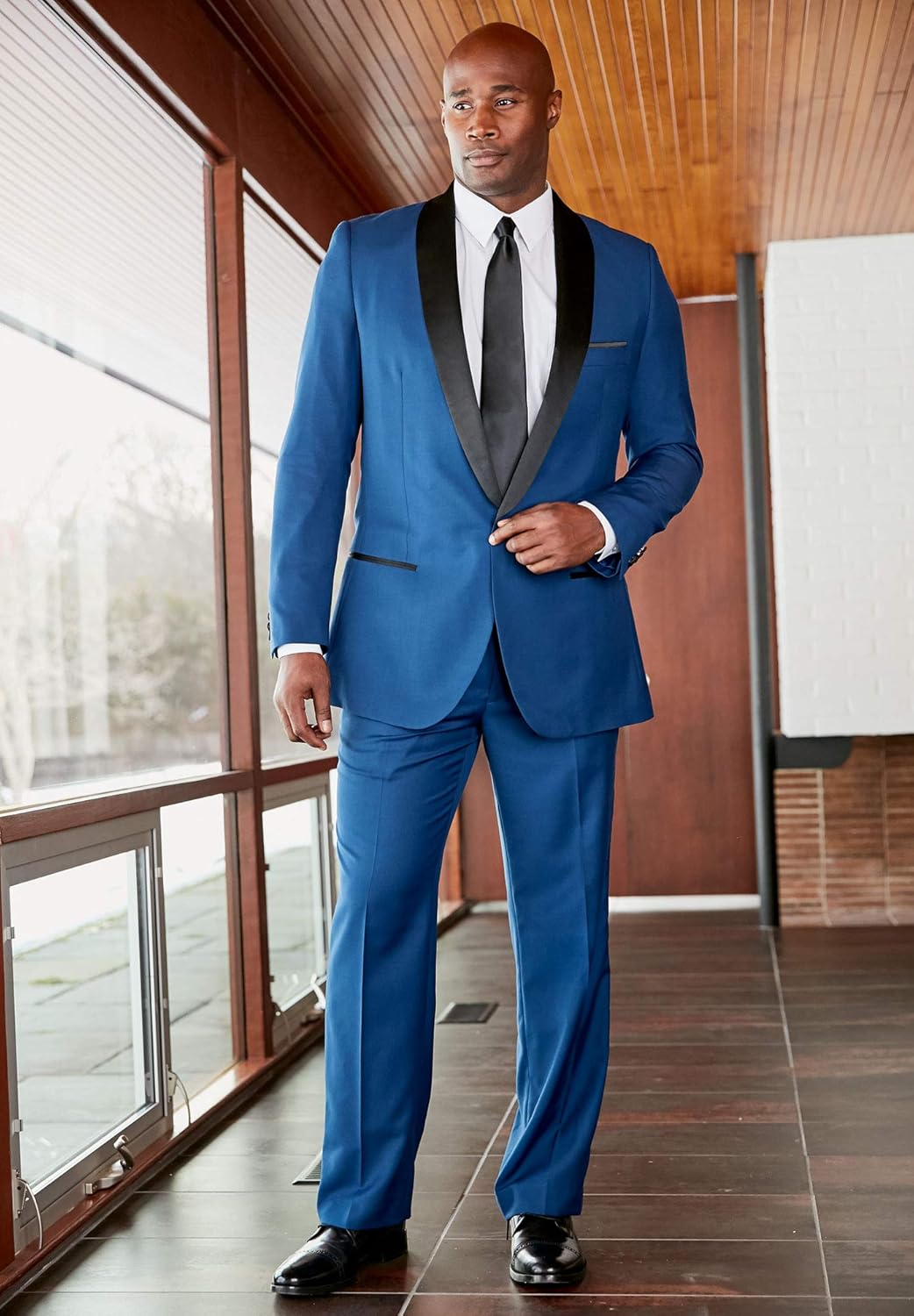 KingSize Mens Big ampamp Tall Plain Front Tuxedo PantsBlue