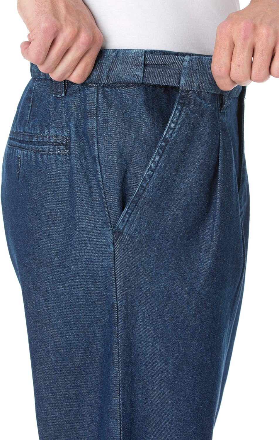 KingSize Mens Big ampamp Tall Relaxed Fit Comfort Waist PleatFront Expandable JeansIndigo