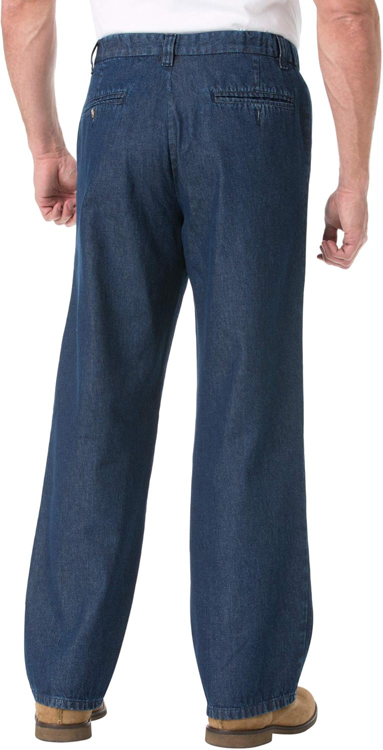 KingSize Mens Big ampamp Tall Relaxed Fit Comfort Waist PleatFront Expandable JeansStonewash