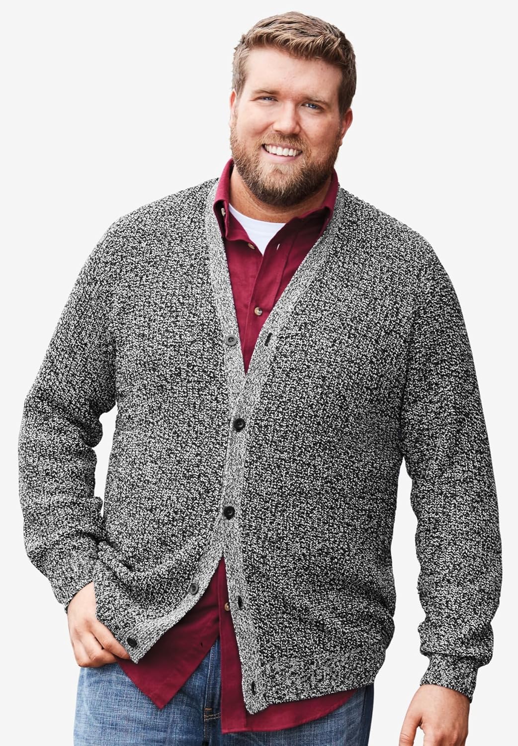 KingSize Mens Big ampamp Tall Shaker Knit VNeck Cardigan SweaterMidnight Teal Marl
