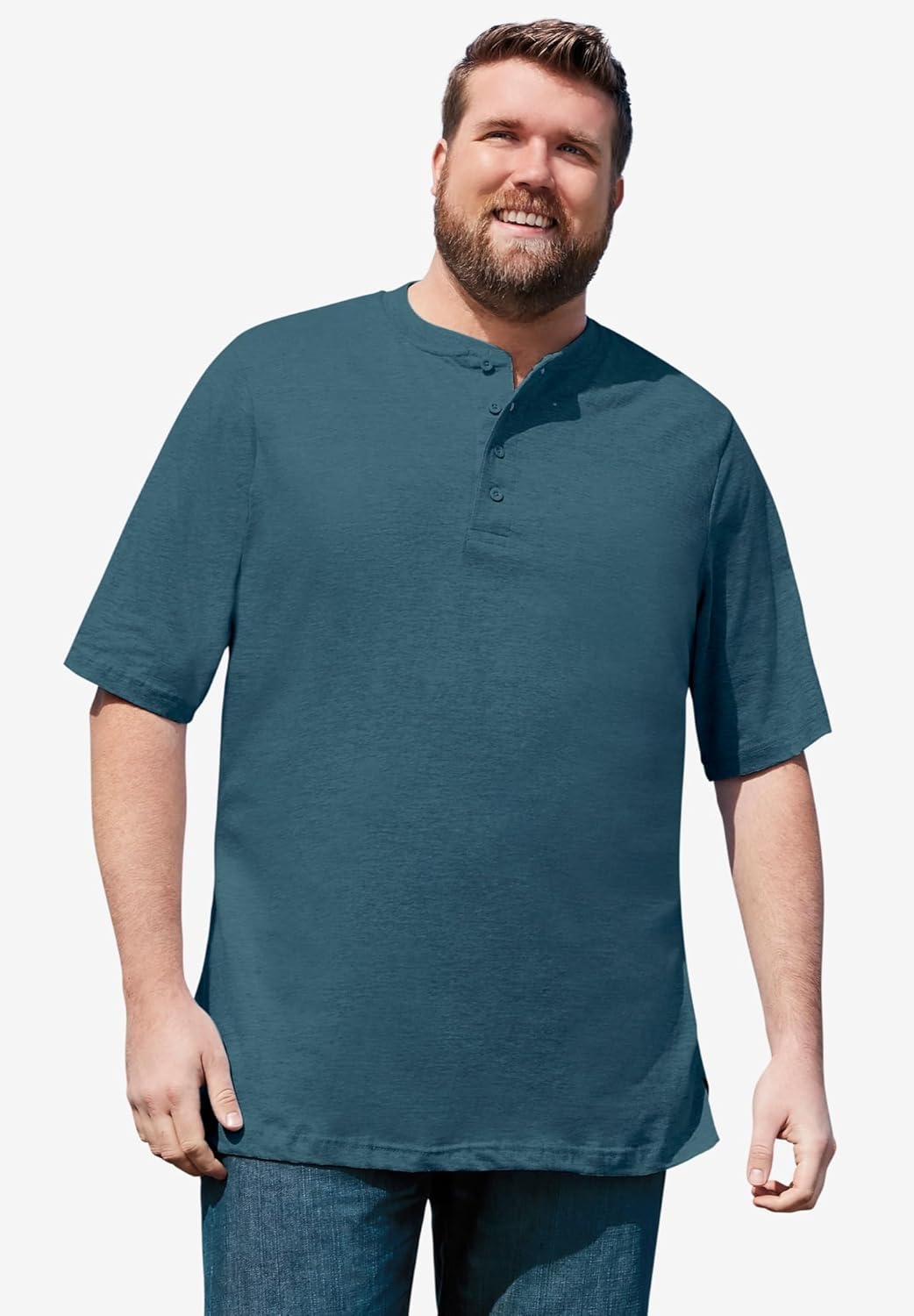 KingSize Mens Big ampamp Tall ShrinkLess Lightweight Henley TShirtNavy