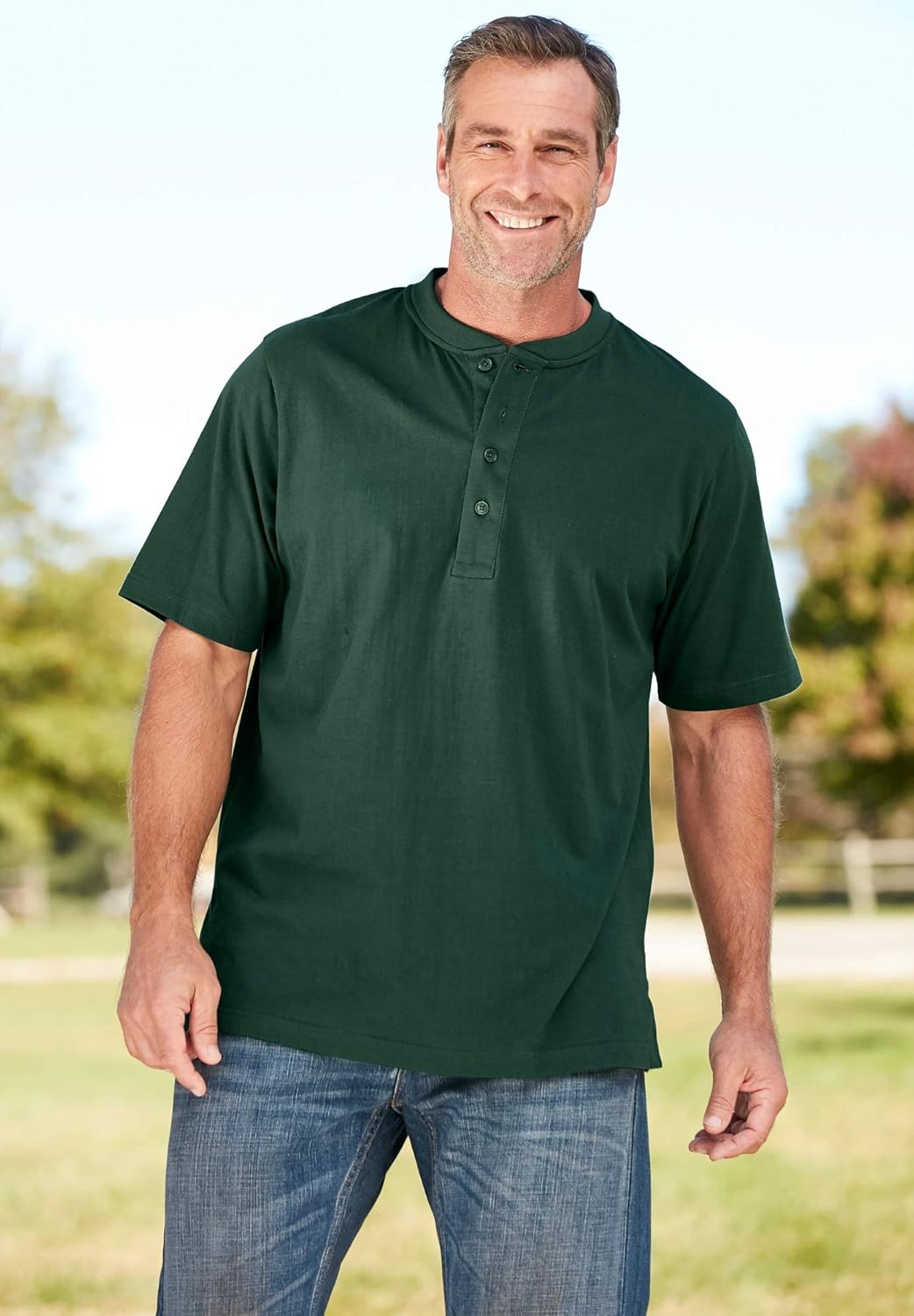 KingSize Mens Big ampamp Tall ShrinkLess Lightweight Henley TShirtNavy