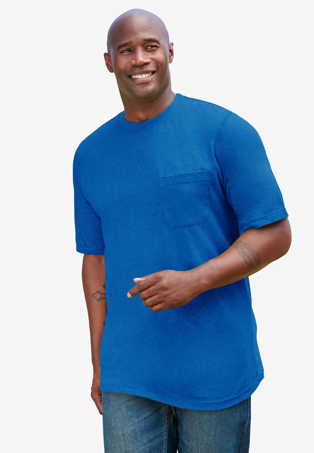KingSize Mens Big ampamp Tall ShrinkLess Lightweight Pocket Crewneck TShirtBlack