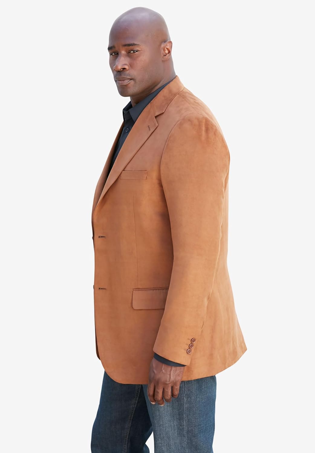 KingSize Mens Big ampamp Tall Suede BlazerCognac