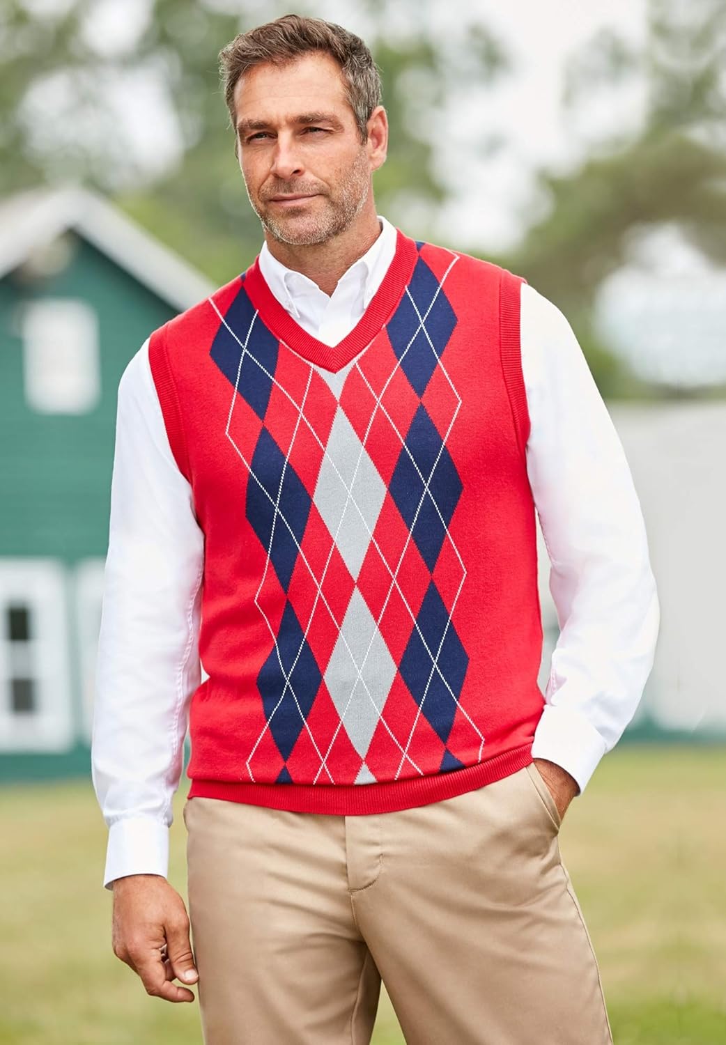 KingSize Mens Big ampamp Tall Tall VNeck Argyle Sweater VestSteel Argyle
