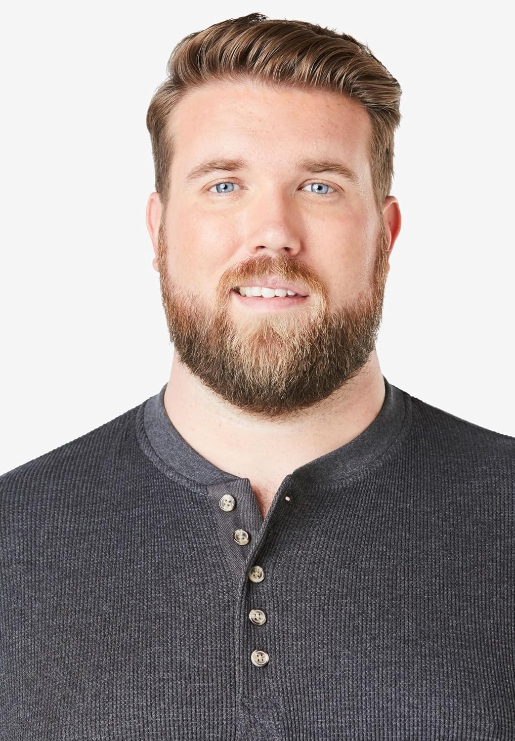 KingSize Mens Big ampamp Tall Tall WaffleKnit Thermal Henley TeeHeather Olive 0690