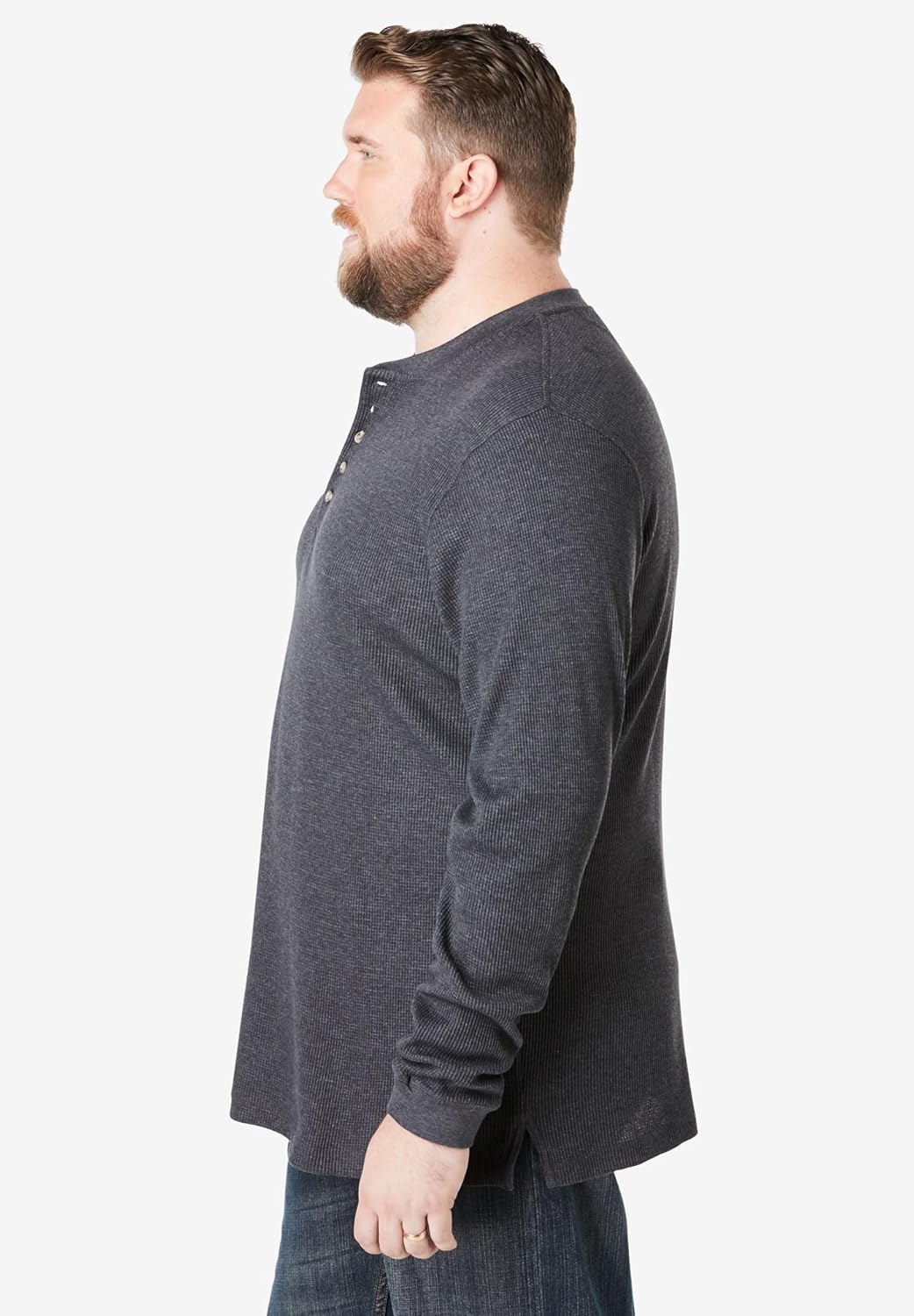 KingSize Mens Big ampamp Tall Tall WaffleKnit Thermal Henley TeeRoyal Blue