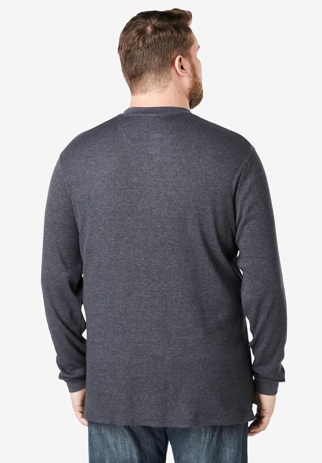 KingSize Mens Big ampamp Tall Tall WaffleKnit Thermal Henley TeeWhite