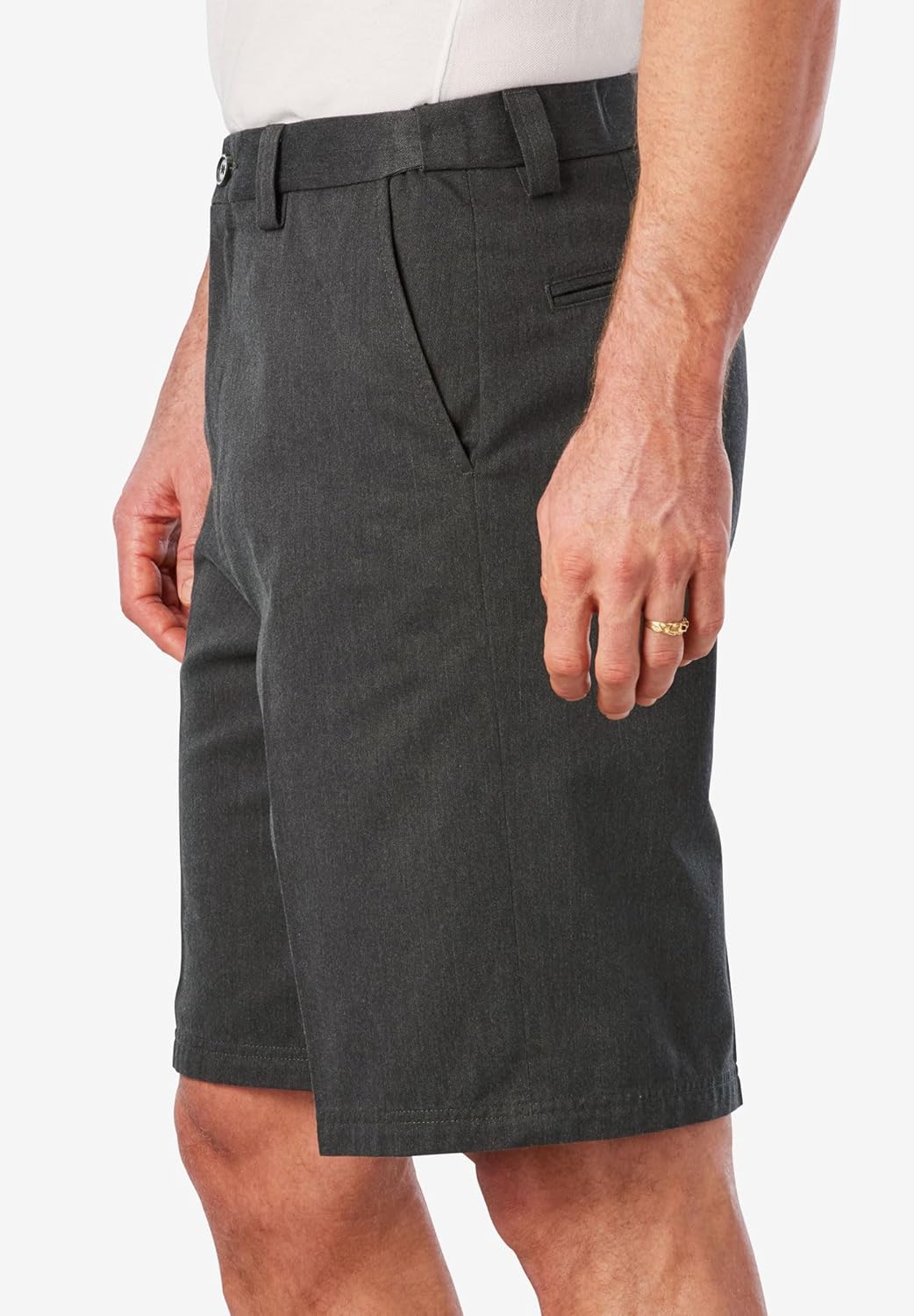 KingSize Mens Big ampamp Tall Tall WrinkleFree Expandable Waist Plain Front ShortsBlack
