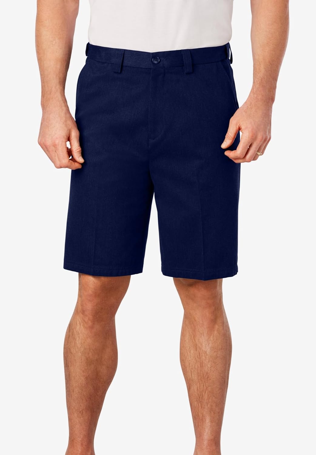 KingSize Mens Big ampamp Tall Tall WrinkleFree Expandable Waist Plain Front ShortsCarbon