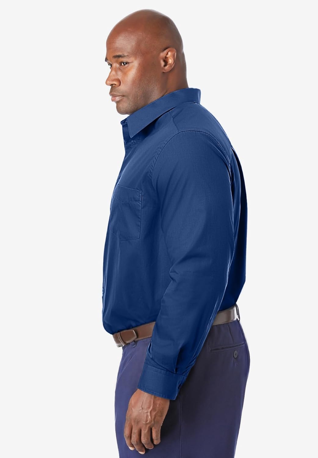 KingSize Mens Big ampamp Tall Tall WrinkleFree LongSleeve Dress ShirtMidnight Navy 0081