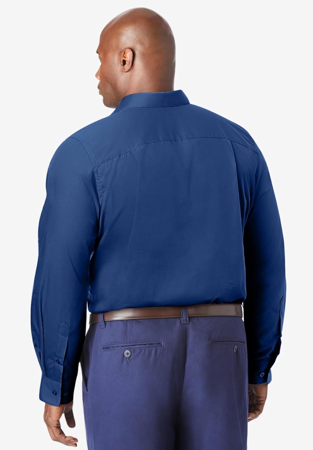 KingSize Mens Big ampamp Tall Tall WrinkleFree LongSleeve Dress ShirtMidnight Navy