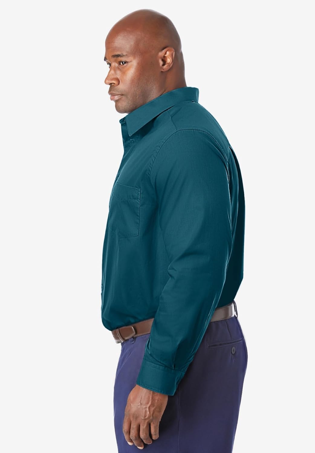 KingSize Mens Big ampamp Tall Tall WrinkleFree LongSleeve Dress ShirtMidnight Teal
