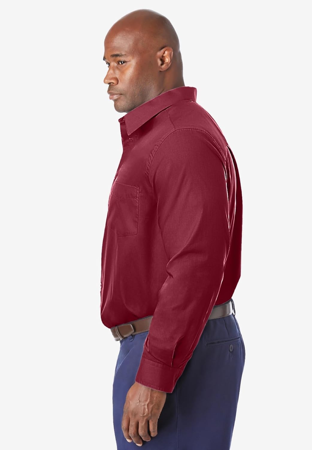 KingSize Mens Big ampamp Tall Tall WrinkleFree LongSleeve Dress ShirtRich Burgundy
