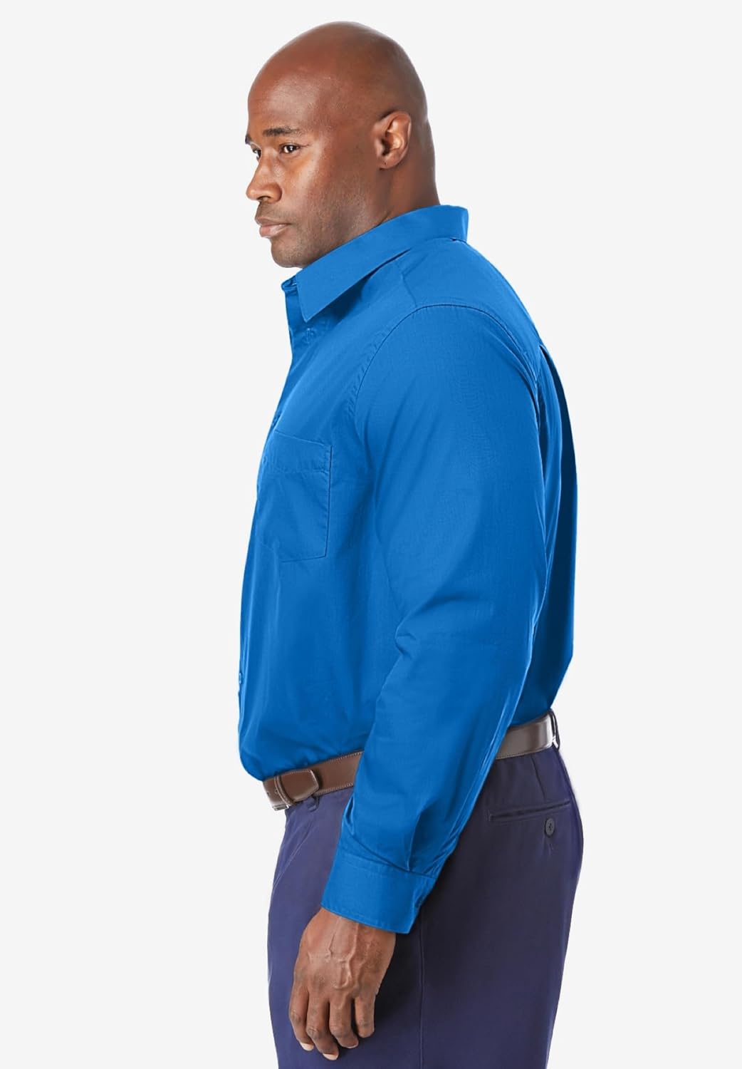KingSize Mens Big ampamp Tall Tall WrinkleFree LongSleeve Dress ShirtRoyal Blue