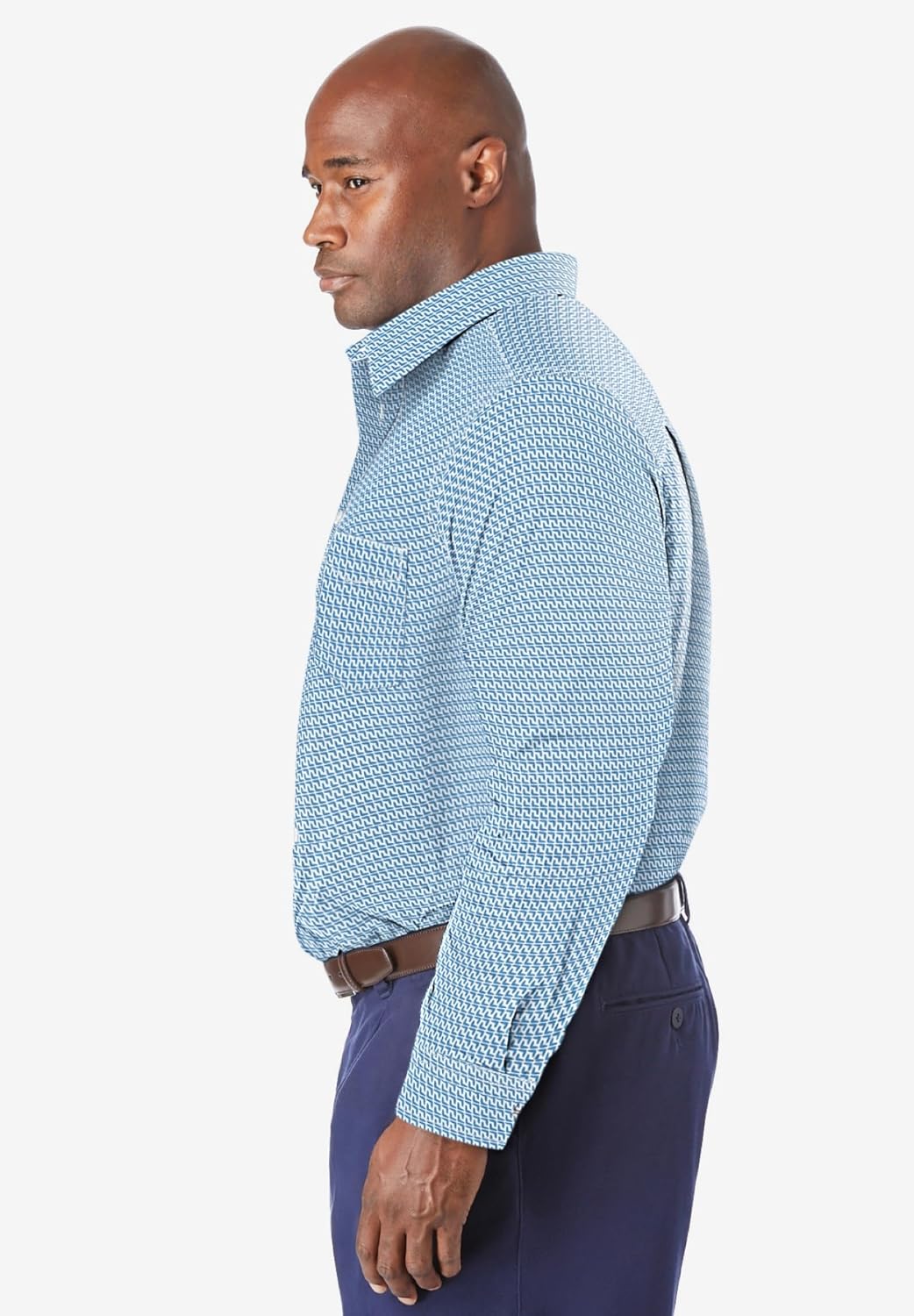 KingSize Mens Big ampamp Tall Tall WrinkleFree LongSleeve Dress ShirtShadow Blue Arrow