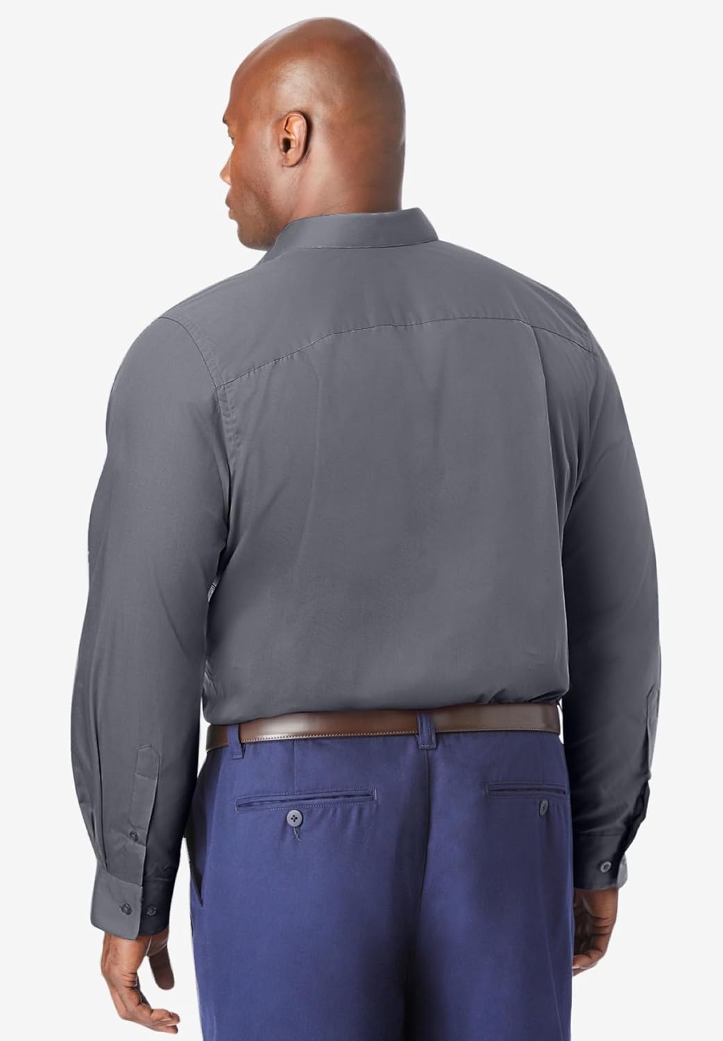 KingSize Mens Big ampamp Tall Tall WrinkleFree LongSleeve Dress ShirtSteel
