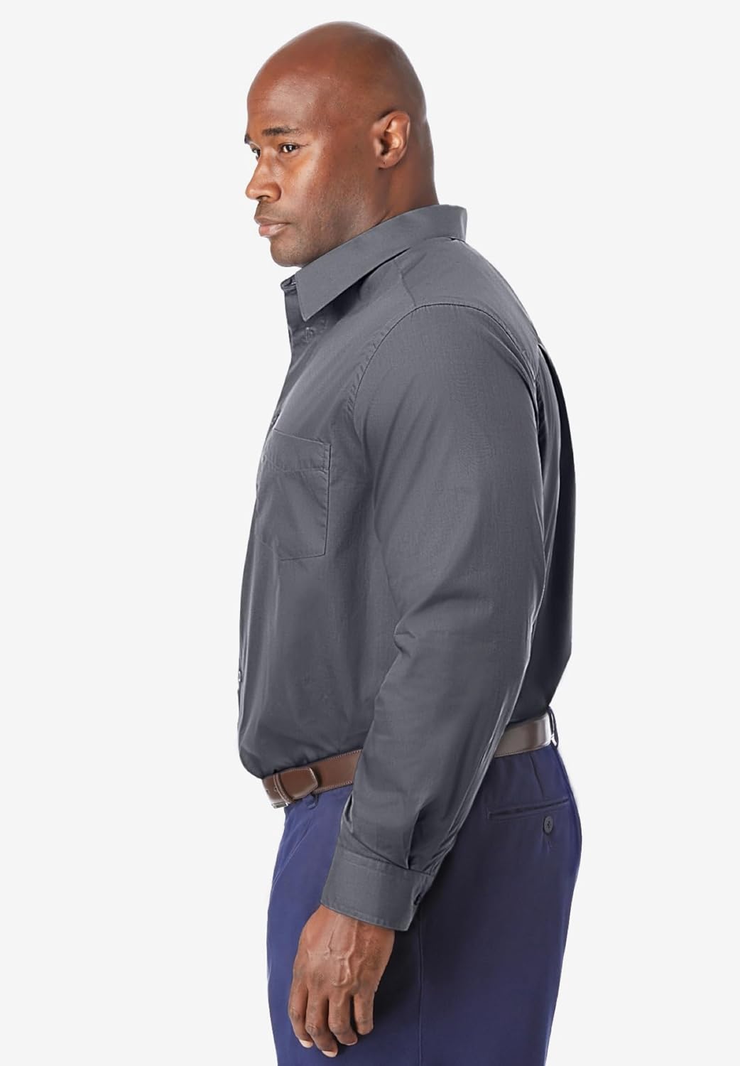 KingSize Mens Big ampamp Tall Tall WrinkleFree LongSleeve Dress ShirtSteel
