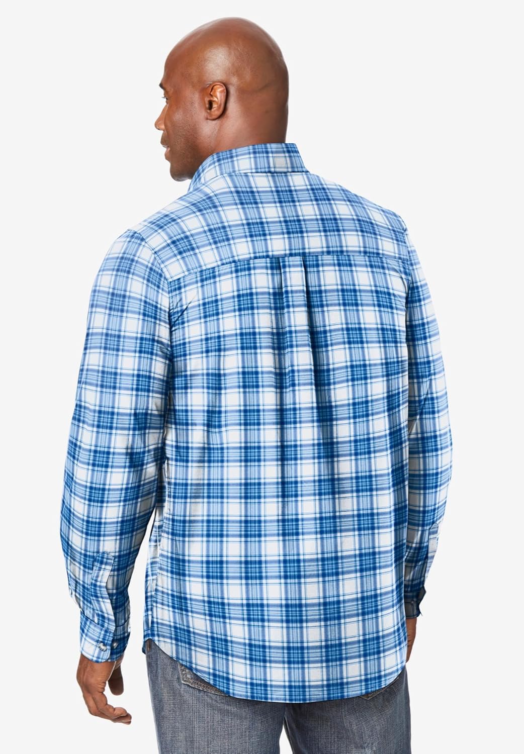 KingSize Mens Bigampamp Tall Long Sleeve Wrinkle Free Sport ShirtAtlantic Plaid
