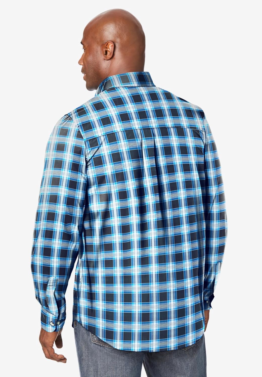 KingSize Mens Bigampamp Tall Long Sleeve Wrinkle Free Sport ShirtBlack Check