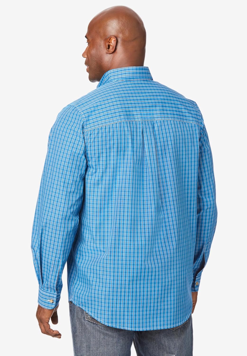 KingSize Mens Bigampamp Tall Long Sleeve Wrinkle Free Sport ShirtGreen Plaid