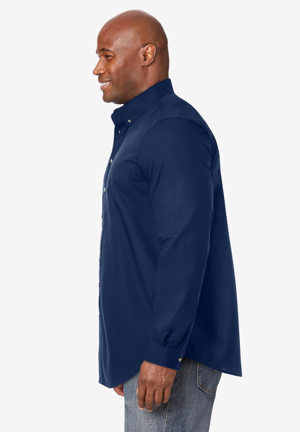 KingSize Mens Bigampamp Tall Long Sleeve Wrinkle Free Sport ShirtNavy