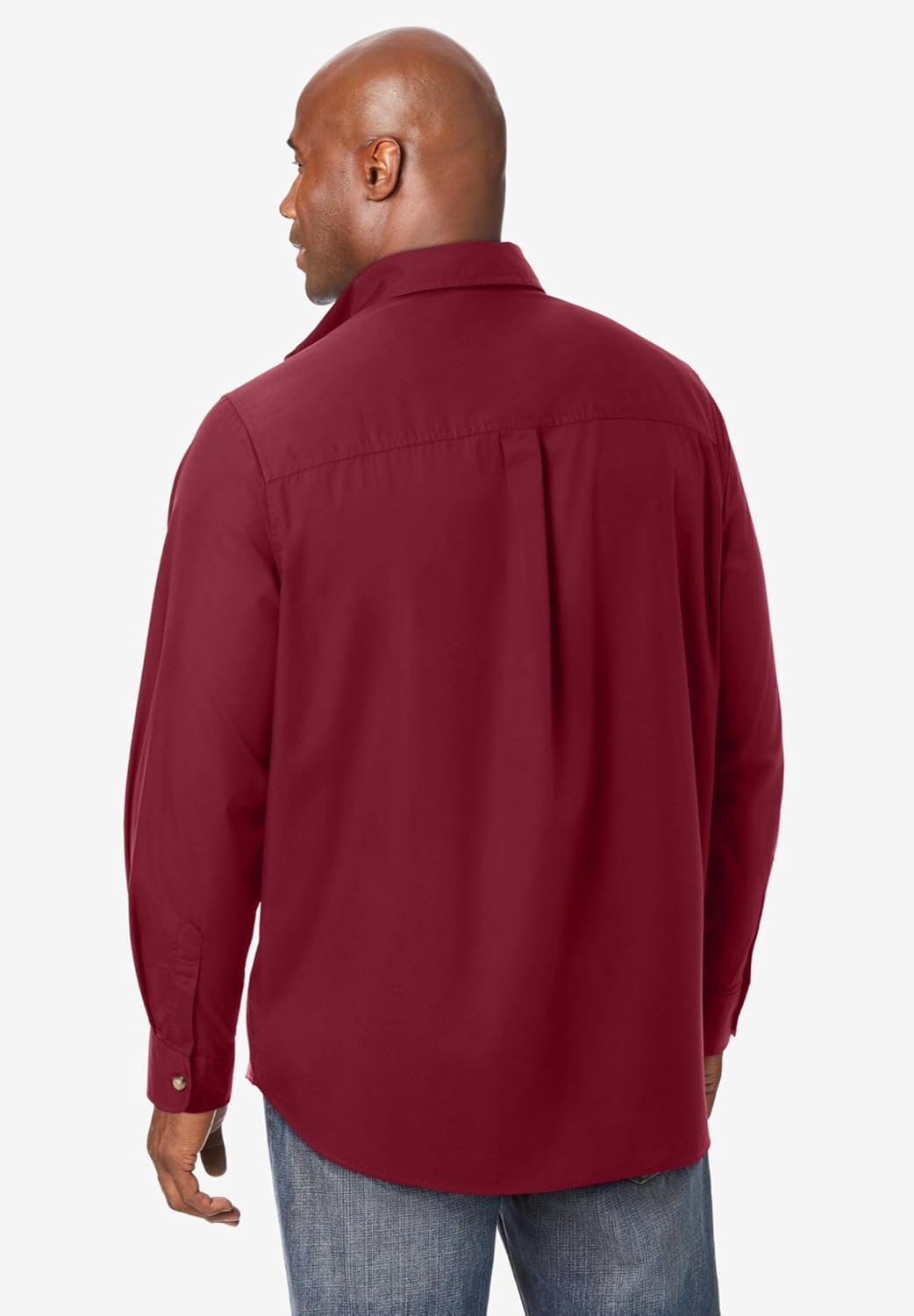 KingSize Mens Bigampamp Tall Long Sleeve Wrinkle Free Sport ShirtRich Burgundy