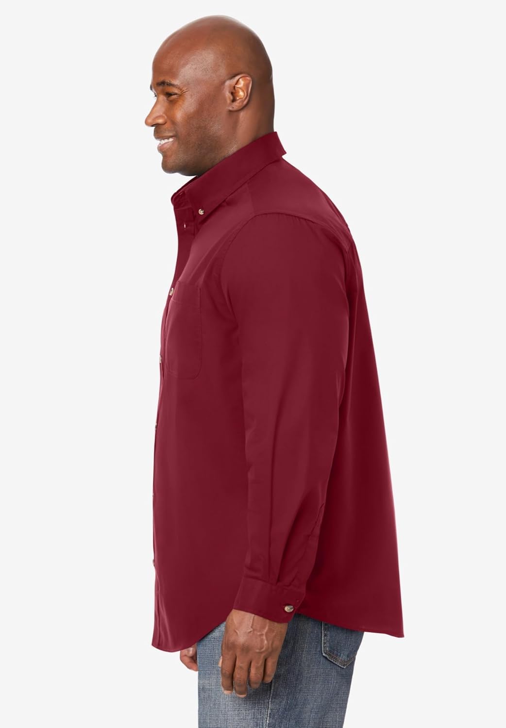 KingSize Mens Bigampamp Tall Long Sleeve Wrinkle Free Sport ShirtRich Burgundy
