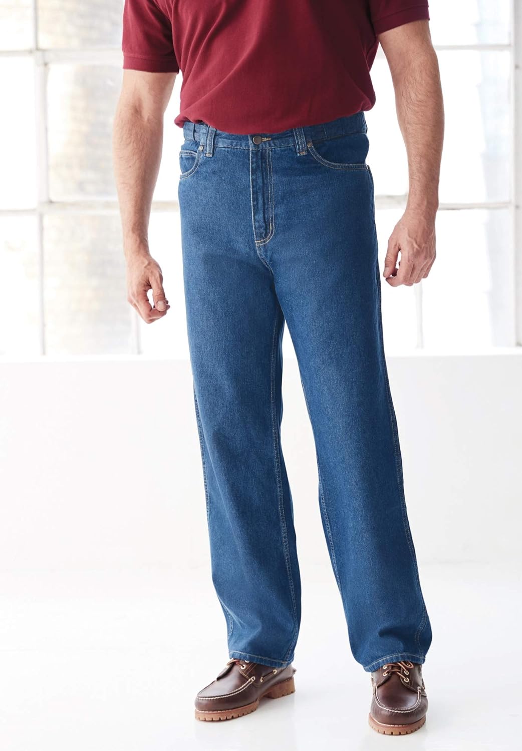 Kingsize Mens Big ampamp Tall Expandable Waist Relaxed Fit JeansStonewash