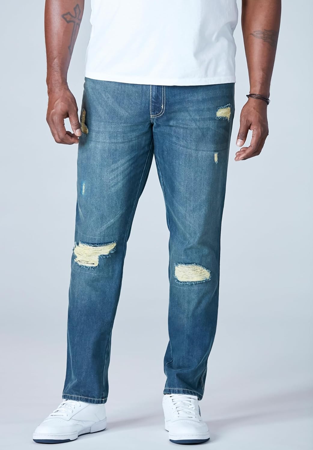 Liberty Blues by Kingsize Mens Big ampamp Tall Athletic Fit Side Elastic 5Pocket JeansBlack Denim