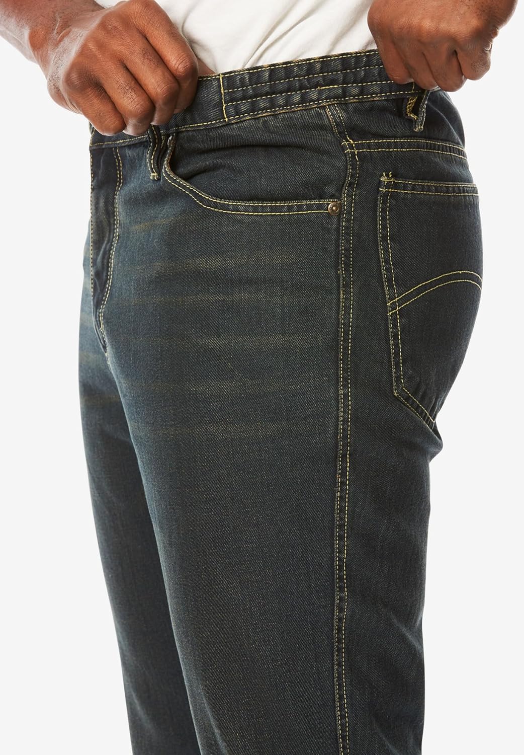 Liberty Blues by Kingsize Mens Big ampamp Tall Athletic Fit Side Elastic 5Pocket JeansDistressed