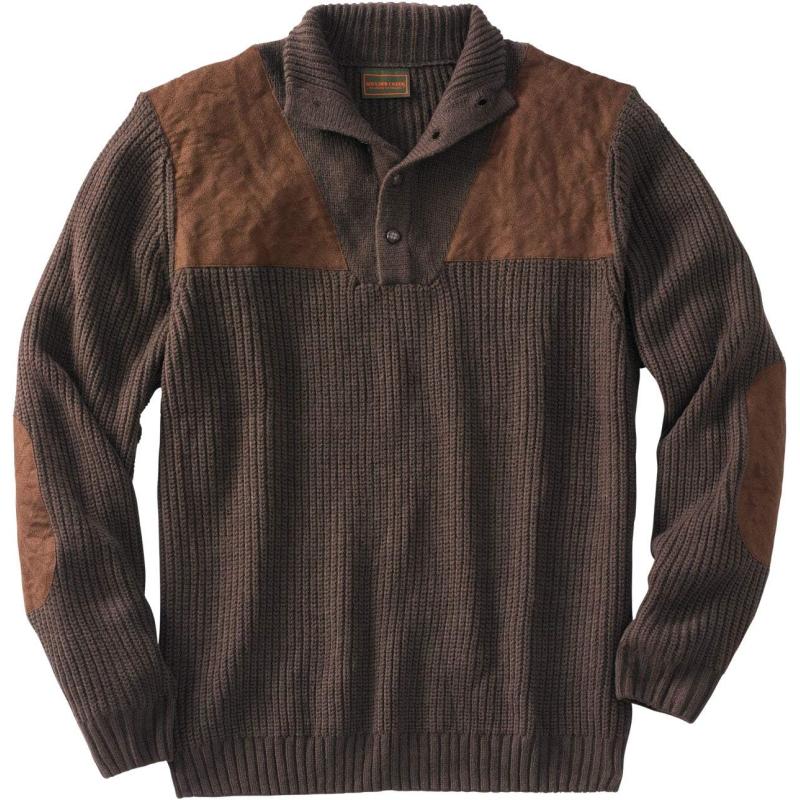 Boulder Creek by Kingsize Mens Big ampamp Tall Patch Sweater with Mock NeckDark Brown