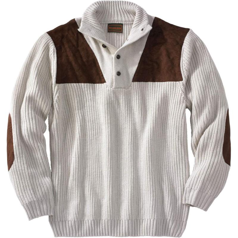 Boulder Creek by Kingsize Mens Big ampamp Tall Patch Sweater with Mock NeckStone