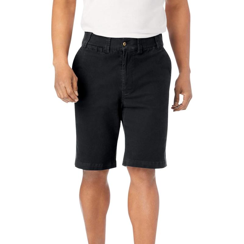 KingSize Mens Big ampamp Tall 10quot Flex FullElastic Waist Chino ShortsBlack