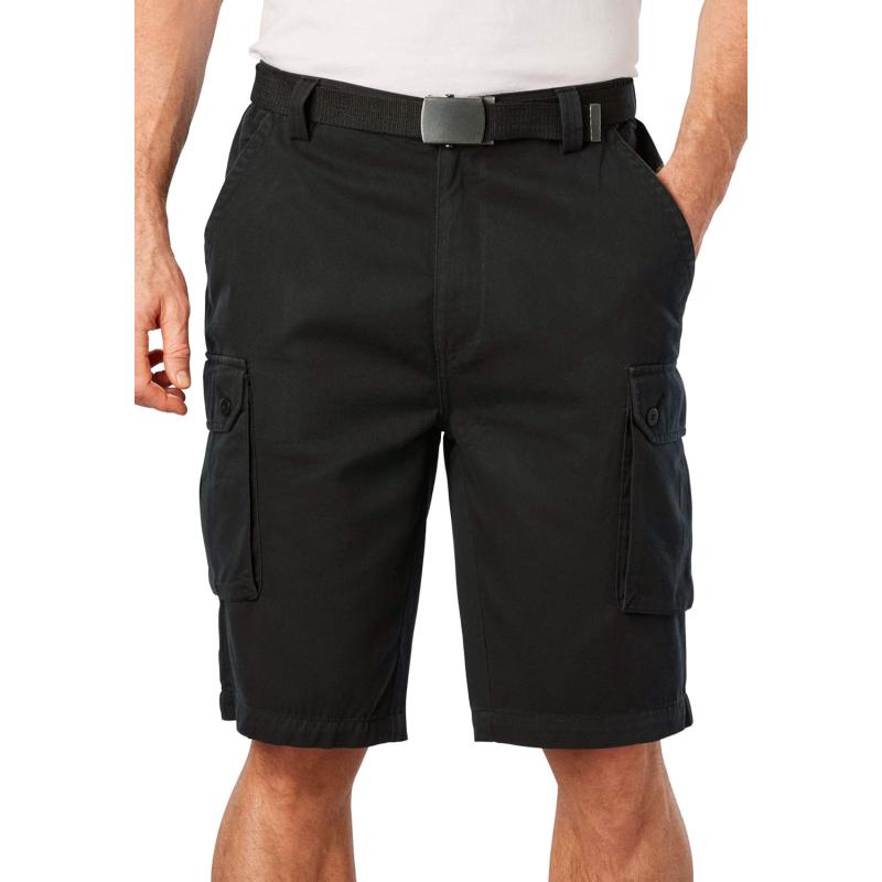 KingSize Mens Big ampamp Tall 12quot Side Elastic Cargo Short with Twill BeltBlack
