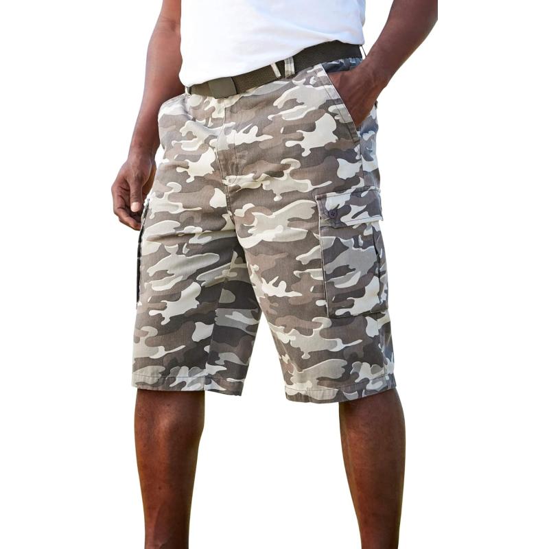 KingSize Mens Big ampamp Tall 12quot Side Elastic Cargo Short with Twill BeltCamo