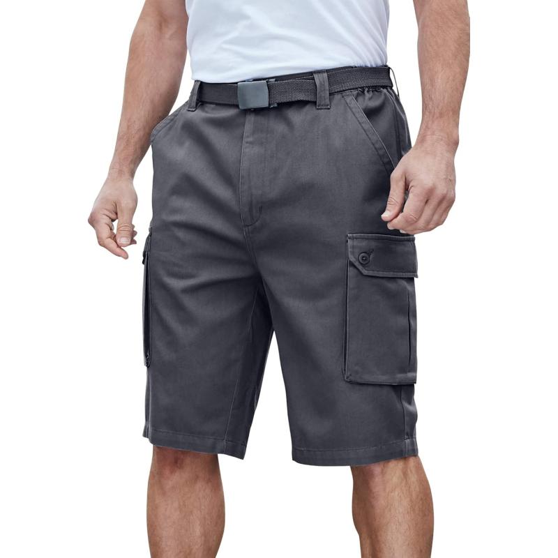 KingSize Mens Big ampamp Tall 12quot Side Elastic Cargo Short with Twill BeltCarbon