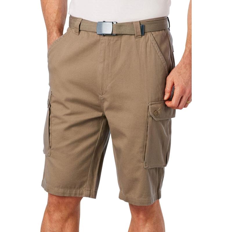 KingSize Mens Big ampamp Tall 12quot Side Elastic Cargo Short with Twill BeltDark Khaki