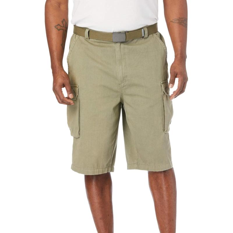 KingSize Mens Big ampamp Tall 12quot Side Elastic Cargo Short with Twill BeltDusky Green