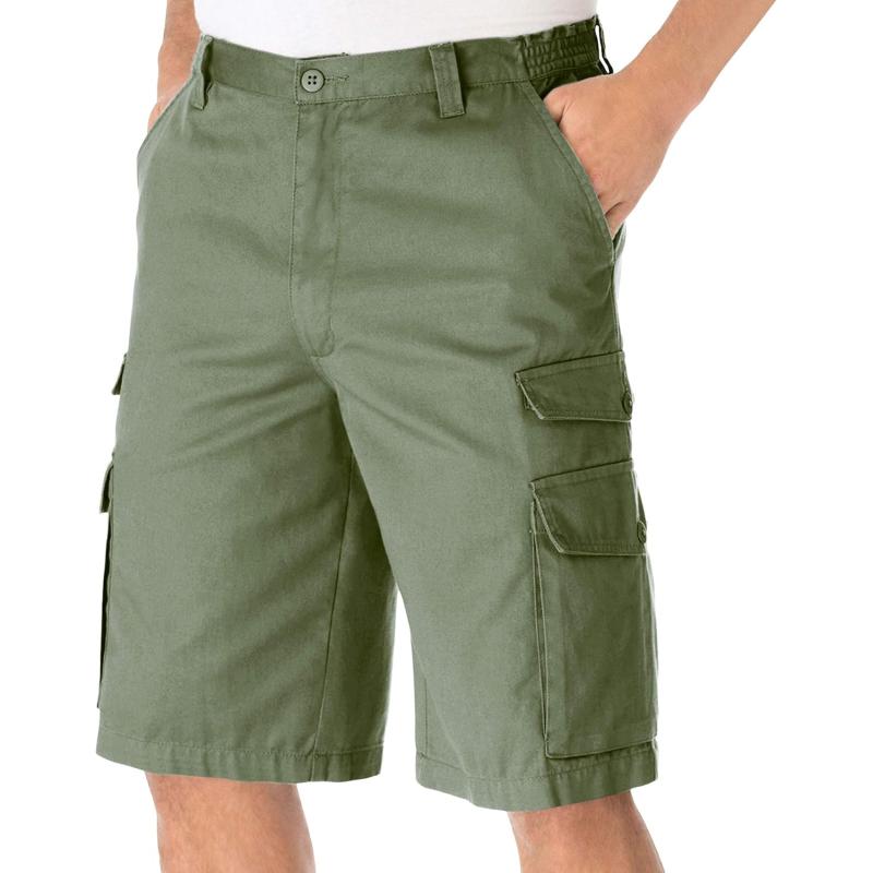 KingSize Mens Big ampamp Tall 12quot Side Elastic Cargo ShortsSafari Green
