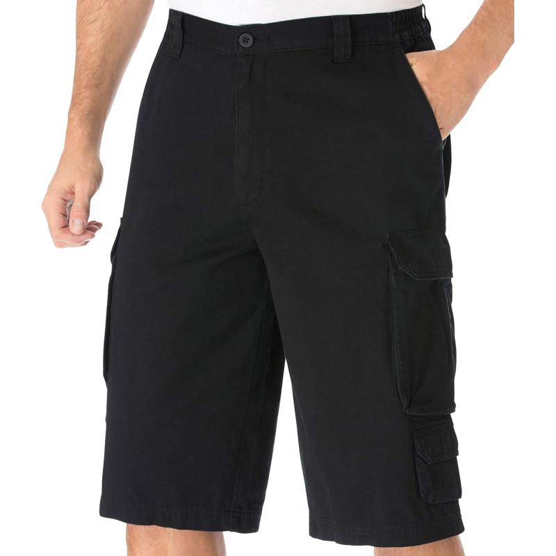 KingSize Mens Big ampamp Tall 14quot Side Elastic Cargo ShortsBlack