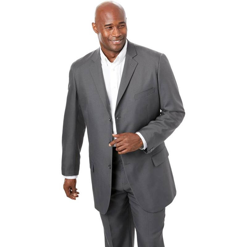 KingSize Mens Big ampamp Tall Easy Movement ThreeButton JacketGrey