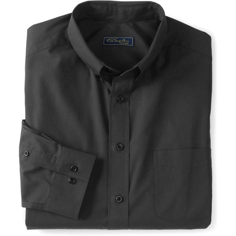KingSize Mens Big ampamp Tall KS Signature Collection WrinkleFree LongSleeve ButtonDown Collar Dress ShirtBlack
