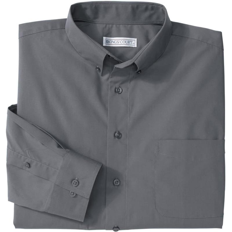 KingSize Mens Big ampamp Tall KS Signature Collection WrinkleFree LongSleeve ButtonDown Collar Dress ShirtSteel