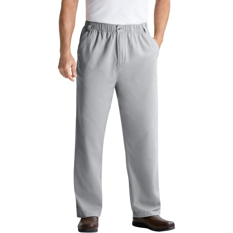 KingSize Mens Big ampamp Tall Knockarounds FullElastic Waist Pants in Twill Or DenimLight Grey