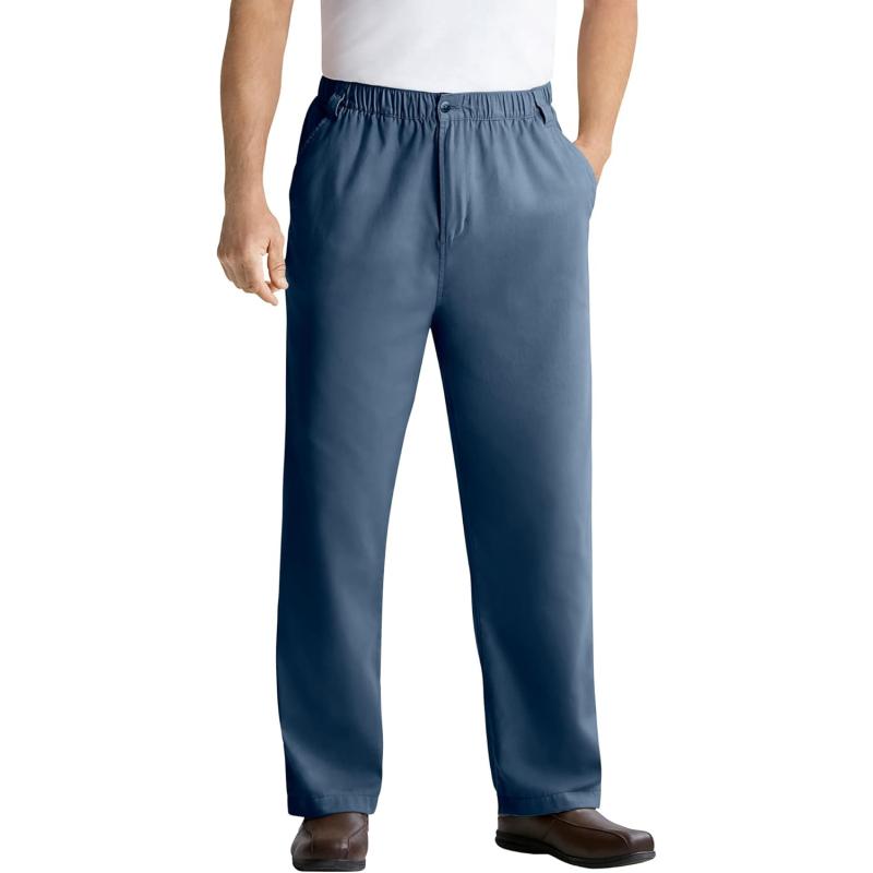 KingSize Mens Big ampamp Tall Knockarounds FullElastic Waist Pants in Twill Or DenimSlate Blue